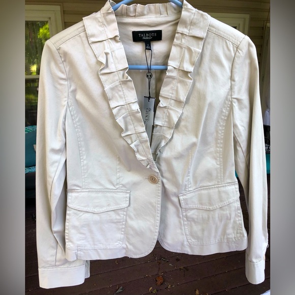 NWT Talbots Tan Jacket w/ Ruffle Details, Size 2 - Picture 2 of 7